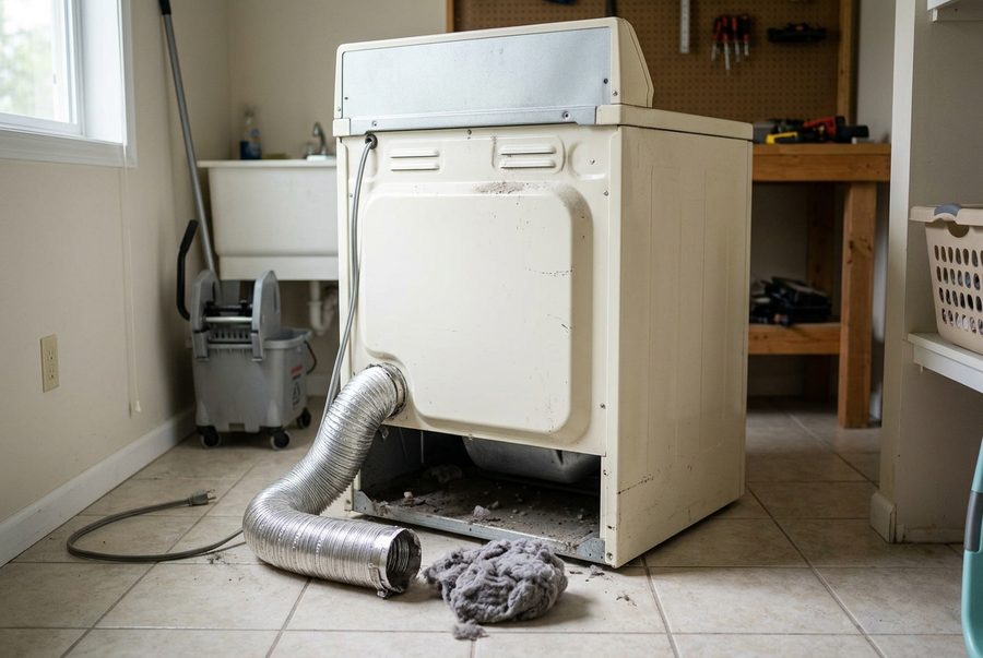 A clogged dryer vent