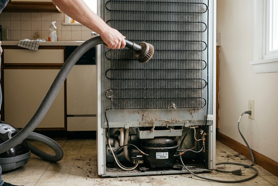 Cleaning refrigerator coils